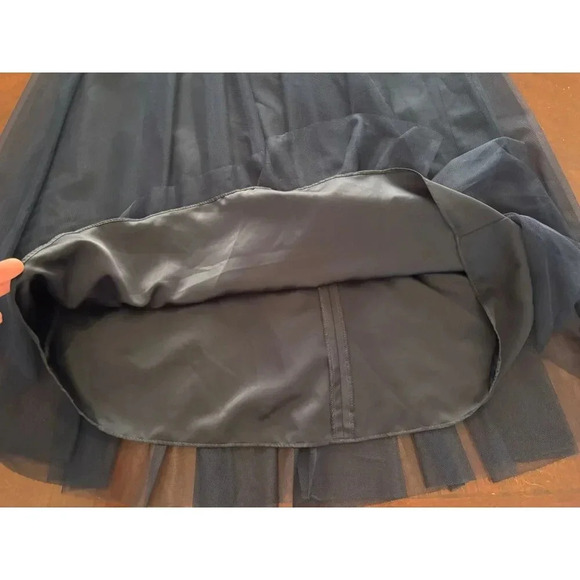 Amsale NWT Short Bridesmaid Prom Party Dress Navy Blue Halter Tulle Size 10 - Picture 11 of 12